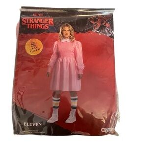 Stranger Things Eleven Girls Kids Costume Large 10-12 Pink Dress NEW Halloween
